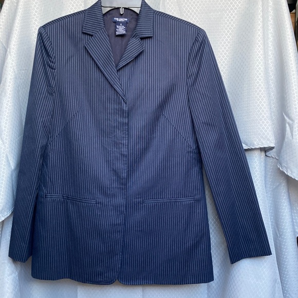 Vintage Jackets & Blazers - Vintage 90s The limited navy blue pin stripe blazer hidden shoulder pad